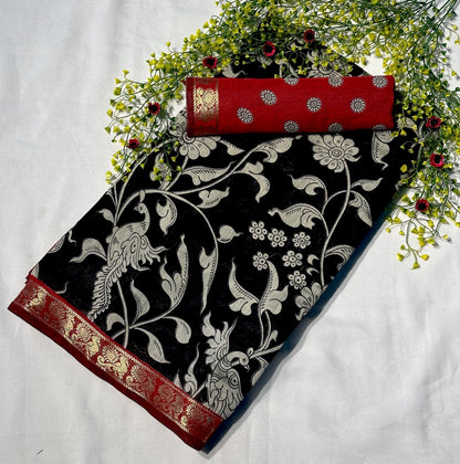 Mangalgiri Silk Kalamkari Saree – ₹1350