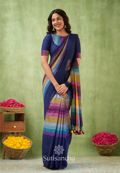 Rainbow Khadi Cotton Saree – ₹1100