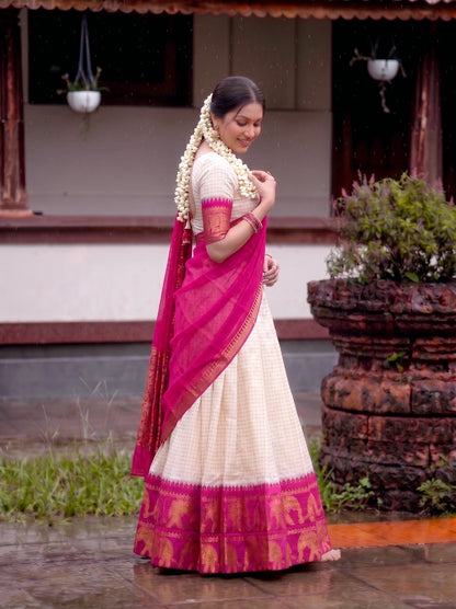 Jacquard Silk Readymade Dhavani / Half Saree Collection - 1399Rs