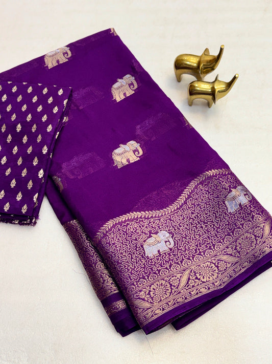 Soft Viscose Silk Saree with Zari Weaving Borders – ₹1399