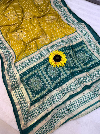Chinnon Chiffon Saree with Real Mirror Work & Foil Border – ₹999