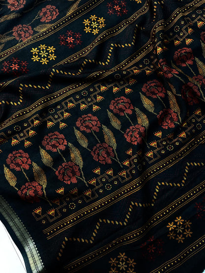 Soft Tussar Silk Floral Saree – ₹1050