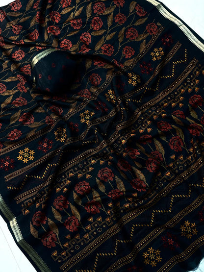 Soft Tussar Silk Floral Saree – ₹1050