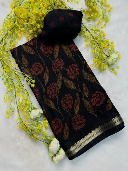 Soft Tussar Silk Floral Saree – ₹1050