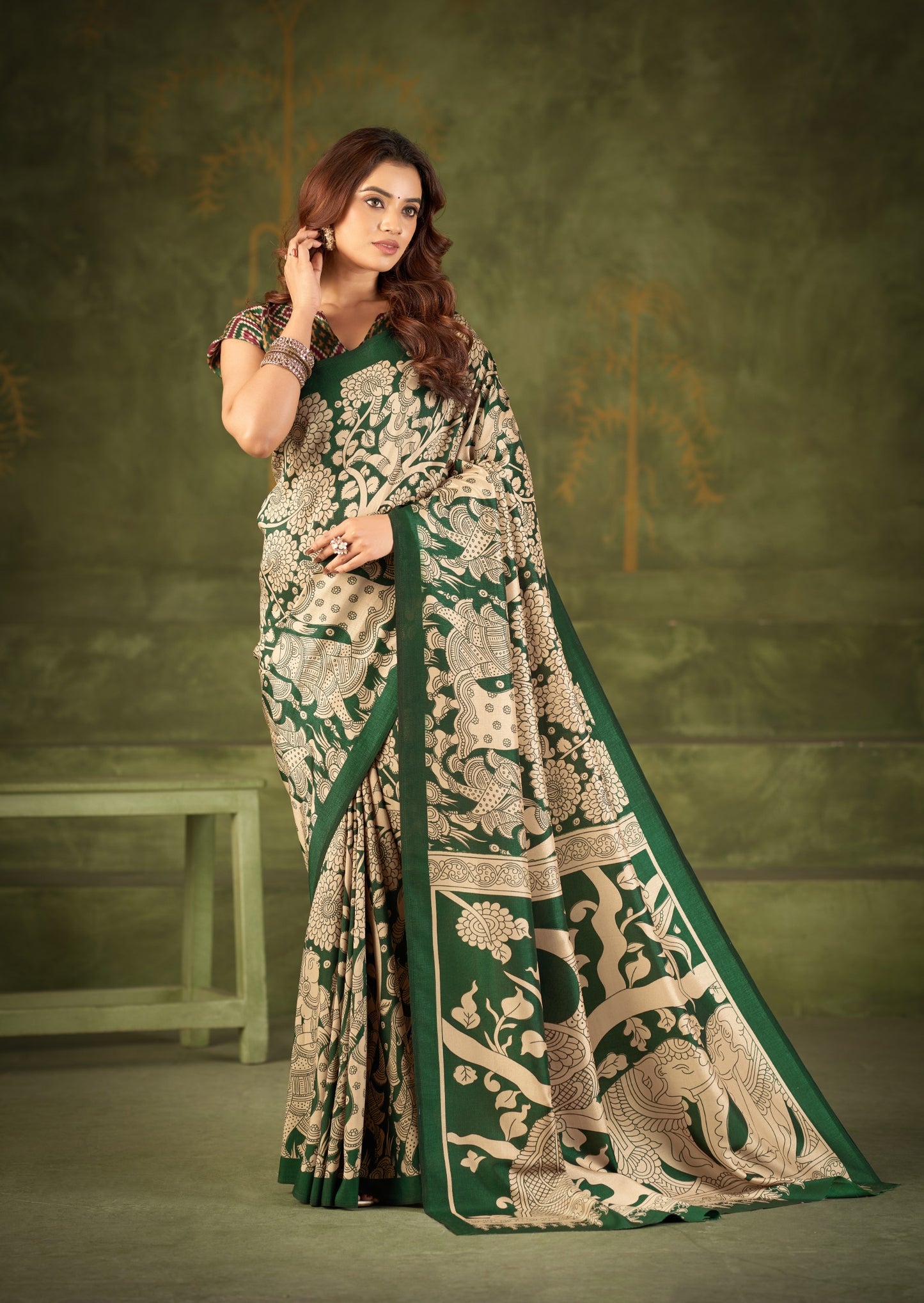 Soft Semi Tussar Silk Kalamkari Saree – ₹1100