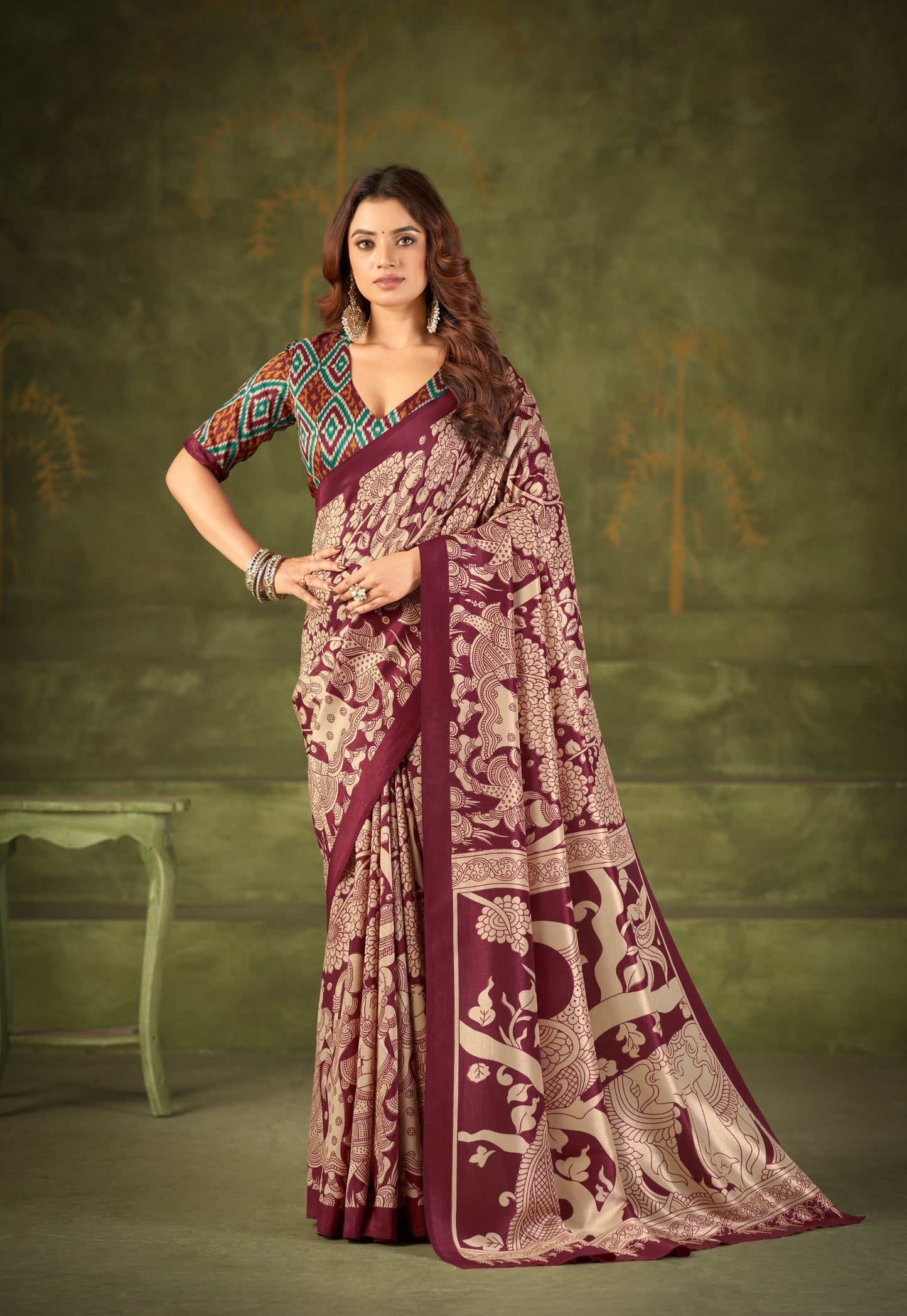Soft Semi Tussar Silk Kalamkari Saree – ₹1100