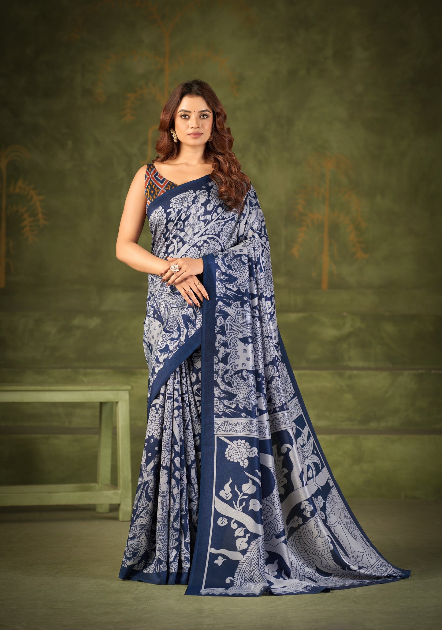 Soft Semi Tussar Silk Kalamkari Saree – ₹1100