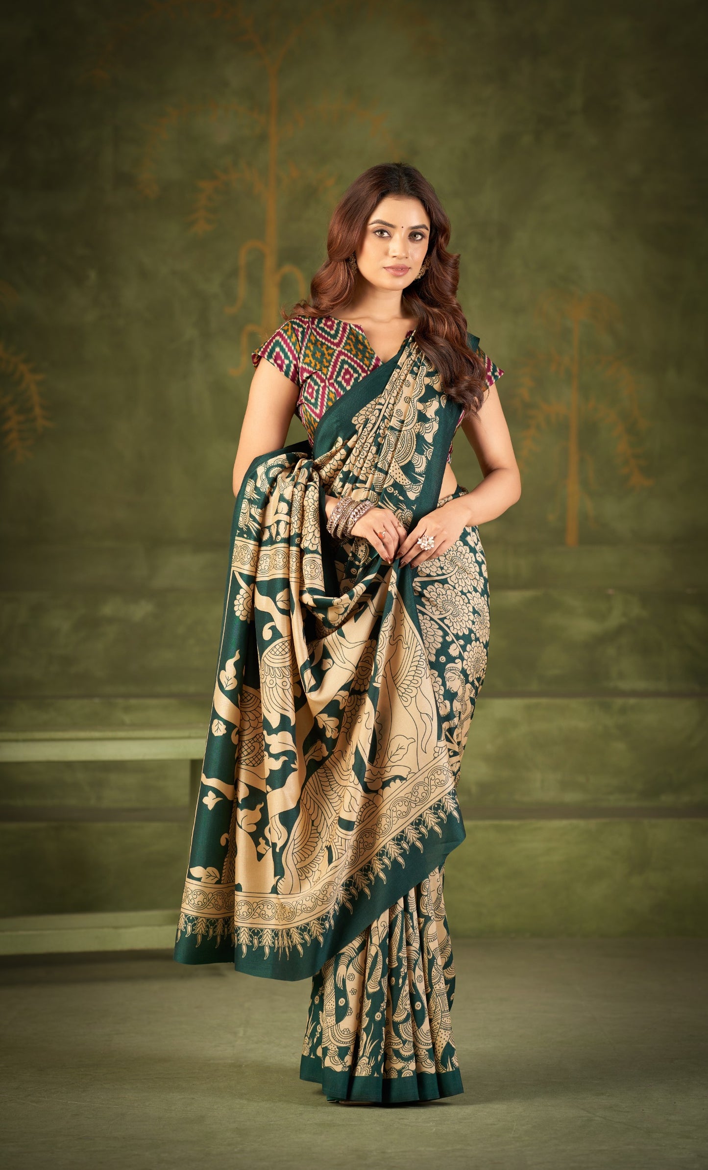 Soft Semi Tussar Silk Kalamkari Saree – ₹1100