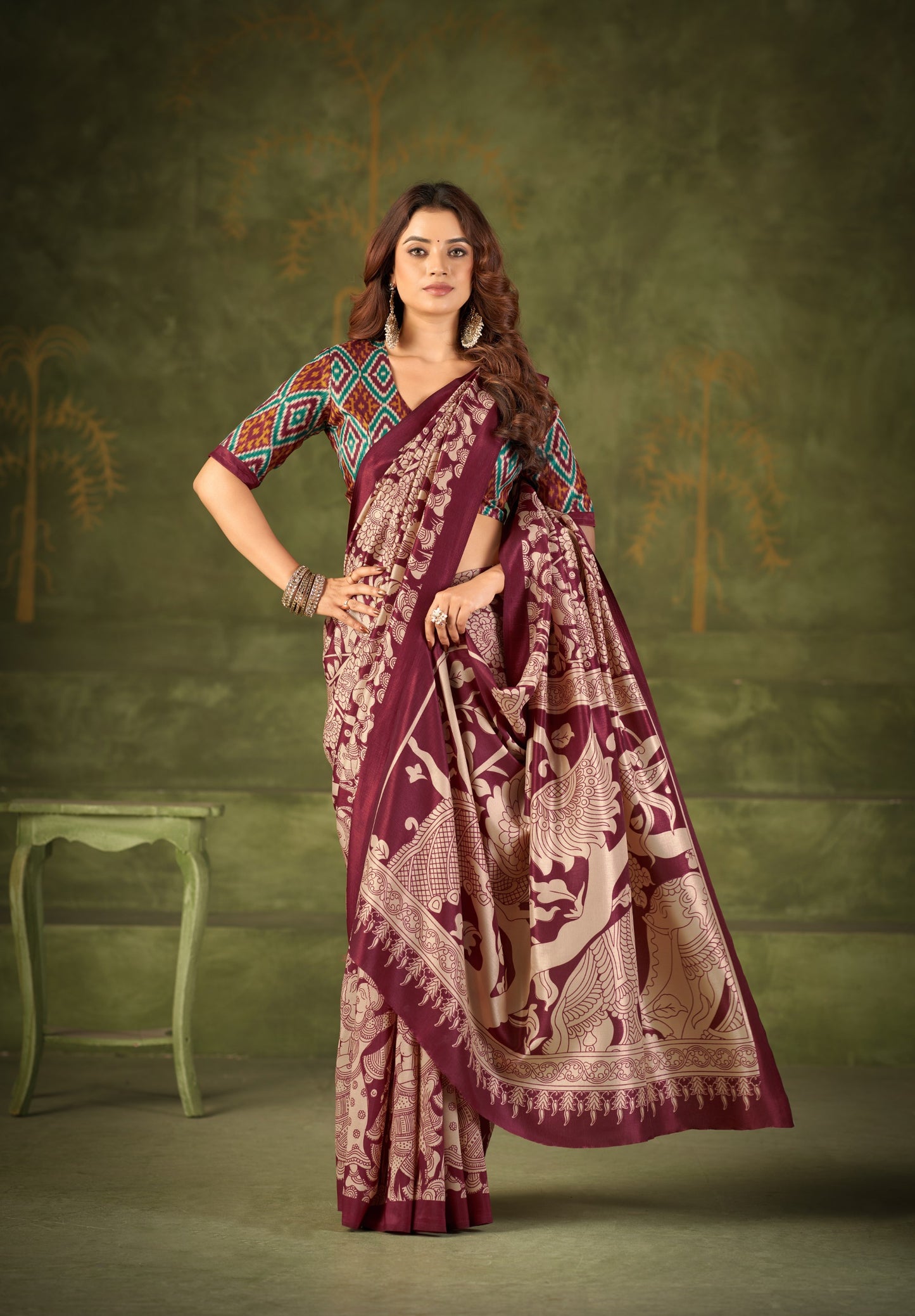 Soft Semi Tussar Silk Kalamkari Saree – ₹1100