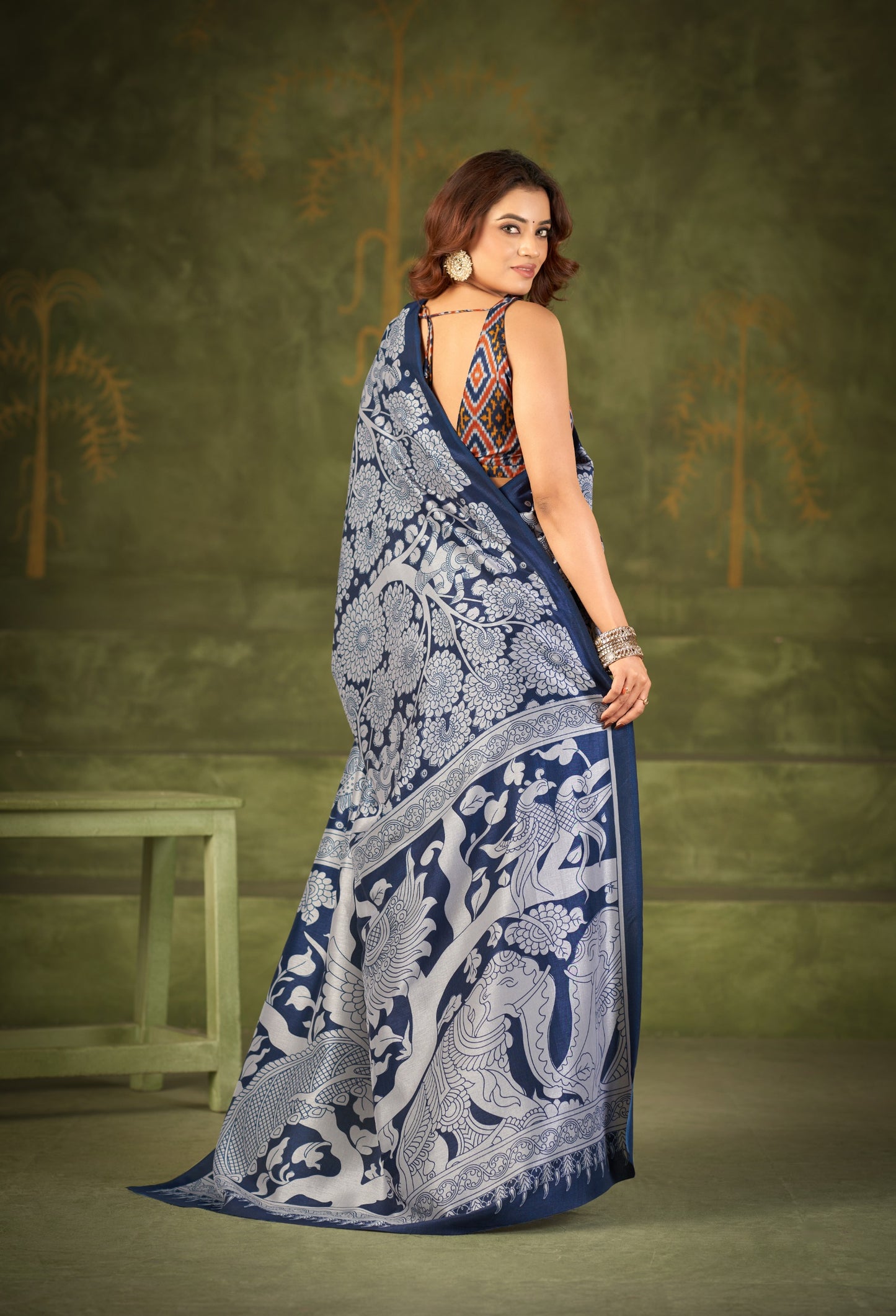 Soft Semi Tussar Silk Kalamkari Saree – ₹1100
