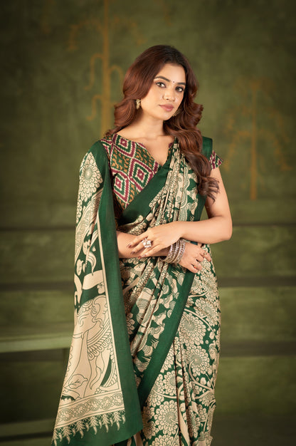 Soft Semi Tussar Silk Kalamkari Saree – ₹1100
