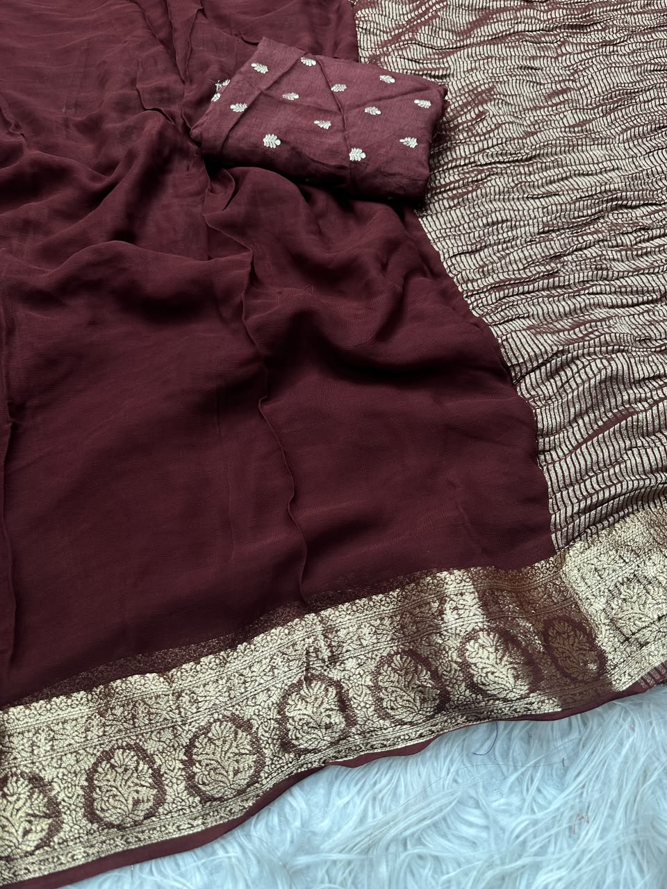 Georgette Viscose Weaving Saree with Viscose Zari Borders – ₹1399