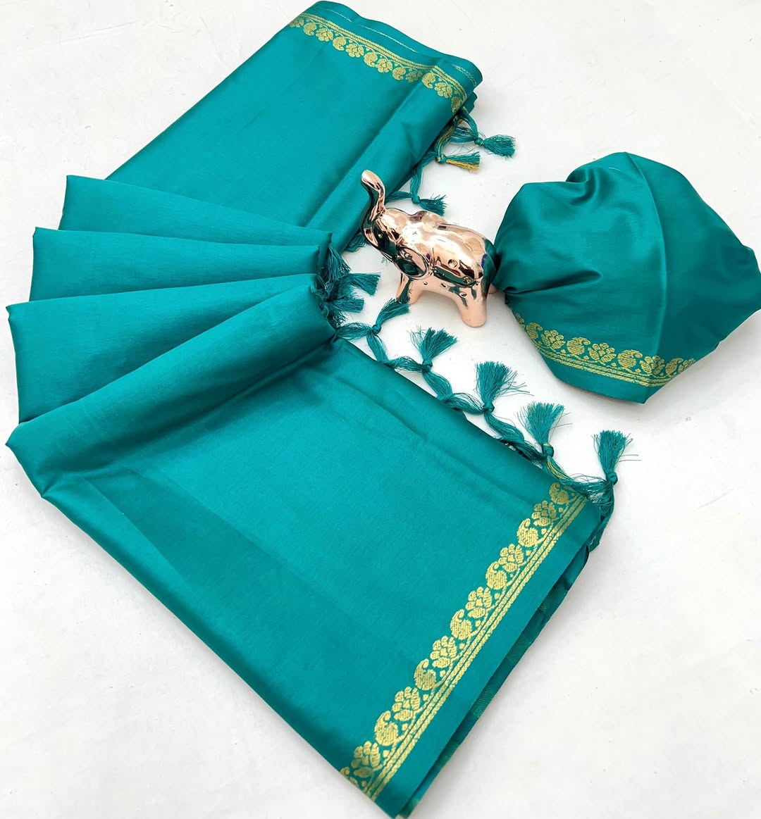 Soft Viscose Crepe Silk Saree with Golden Borders – ₹899