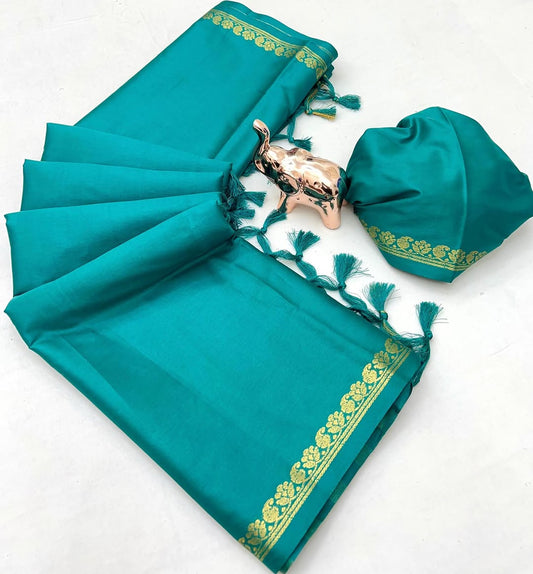 Soft Viscose Crepe Silk Saree with Golden Borders – ₹899