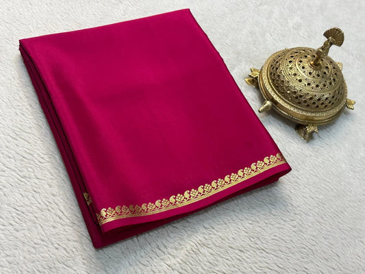 Soft Viscose Crepe Silk Saree with Golden Borders – ₹899