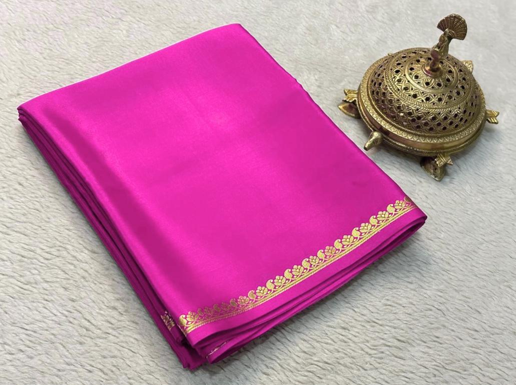 Soft Viscose Crepe Silk Saree with Golden Borders – ₹899