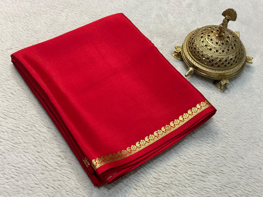 Soft Viscose Crepe Silk Saree with Golden Borders – ₹899