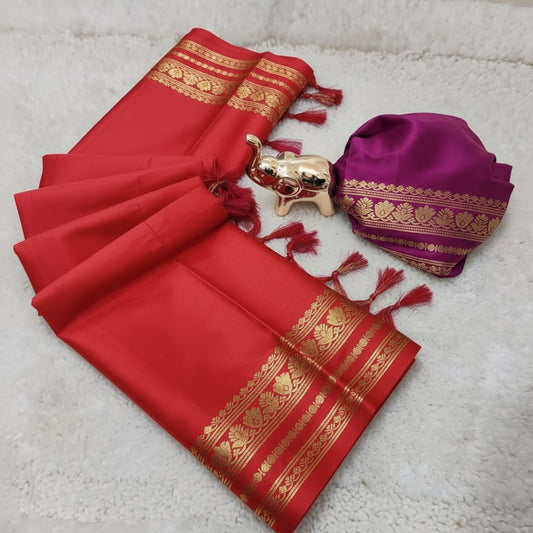 Soft Viscose Crepe Silk Saree with Double Golden Borders – ₹999