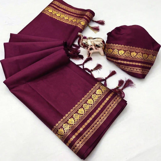 Soft Viscose Crepe Silk Saree with Double Golden Borders – ₹999