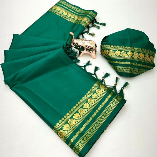 Soft Viscose Crepe Silk Saree with Double Golden Borders – ₹999
