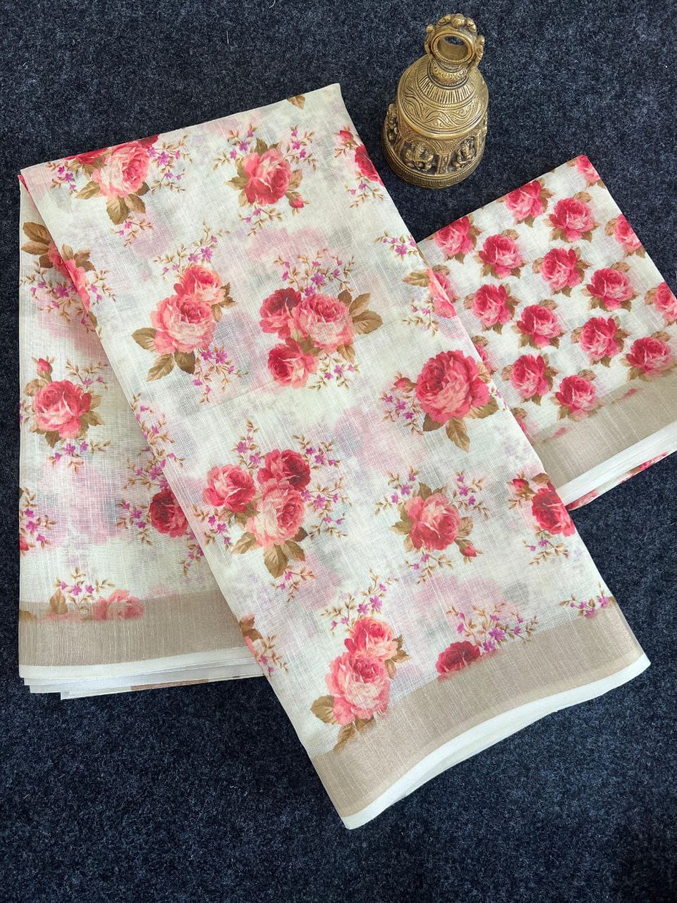 Linen Slub Cotton Floral Saree – ₹899