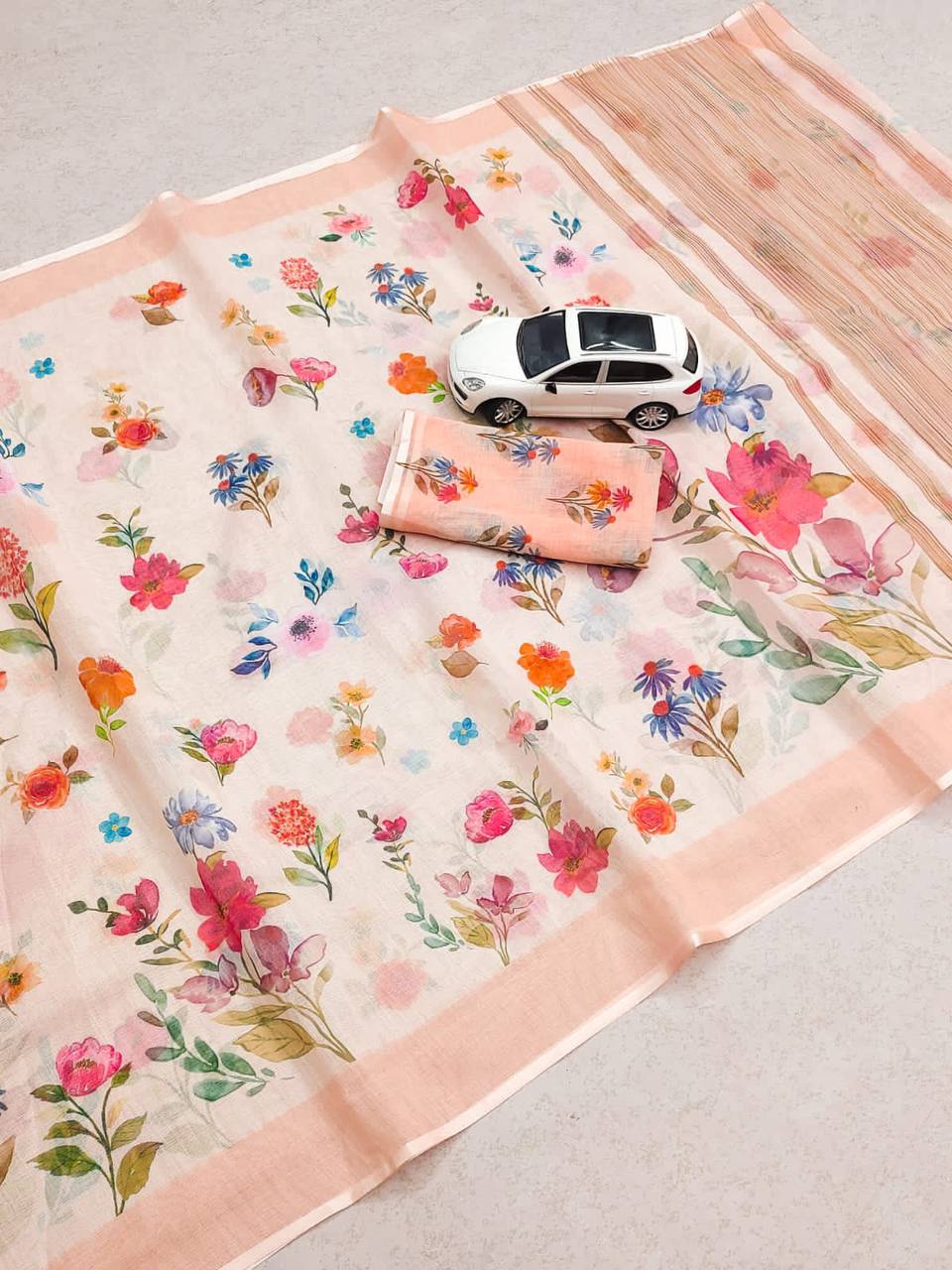 Linen Slub Cotton Floral Saree – ₹899