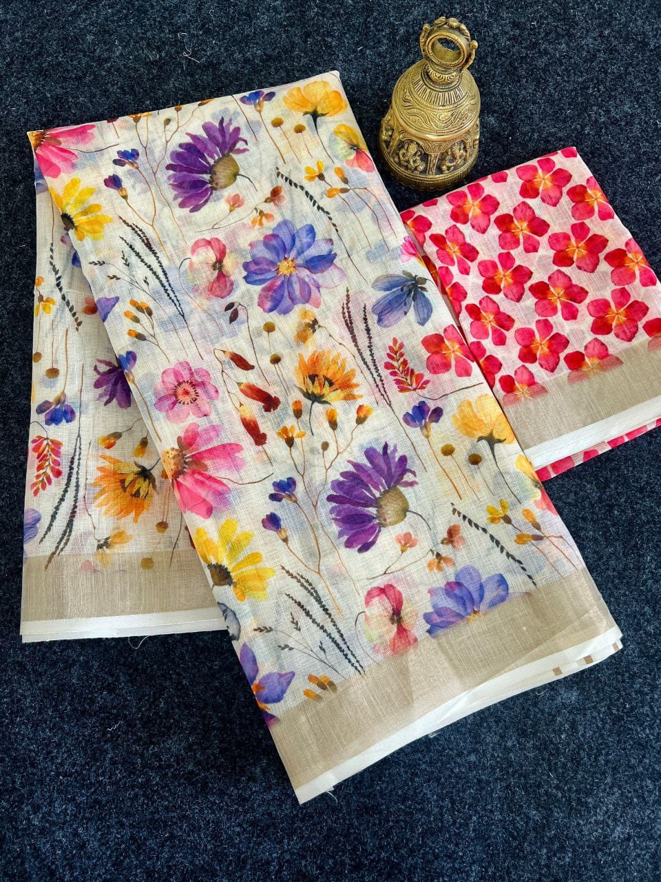 Linen Slub Cotton Floral Saree – ₹899