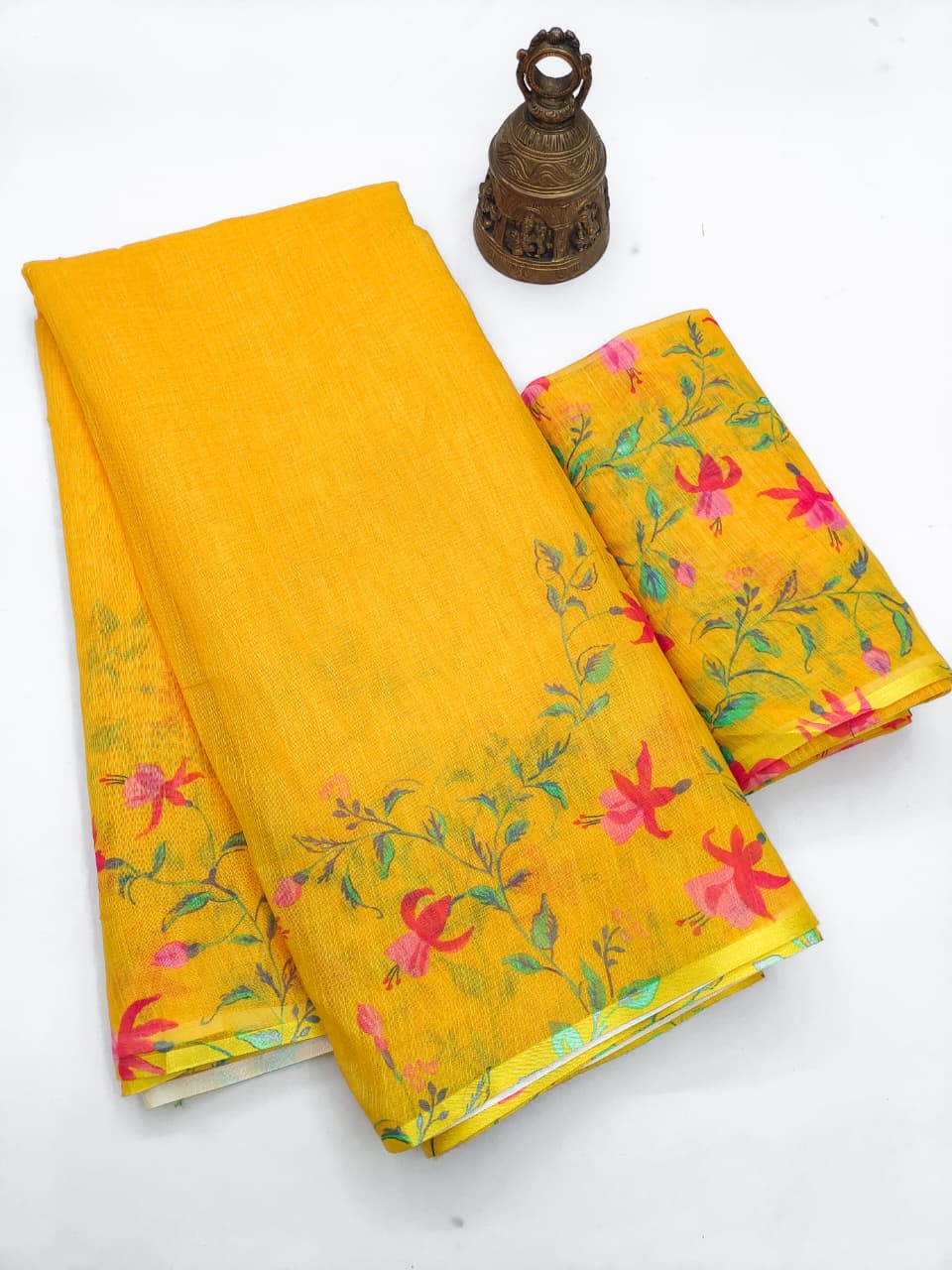 Linen Slub Cotton Floral Saree – ₹899