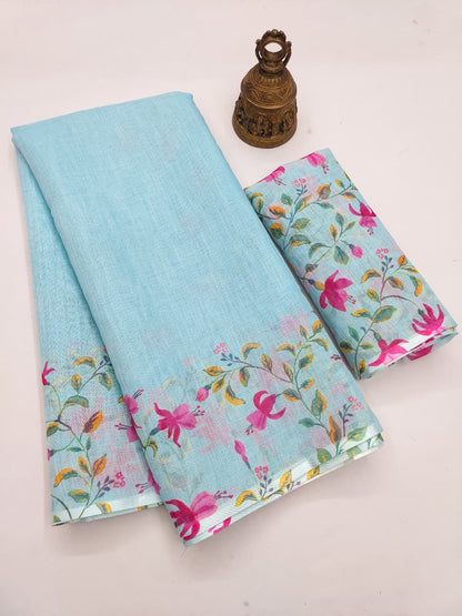 Linen Slub Cotton Floral Saree – ₹899