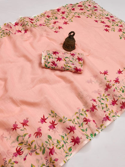Linen Slub Cotton Floral Saree – ₹899