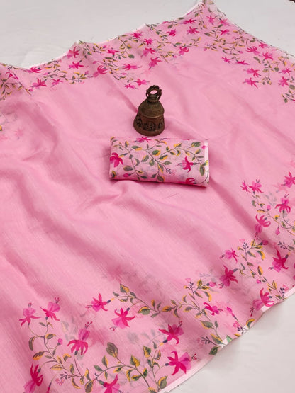 Linen Slub Cotton Floral Saree – ₹899