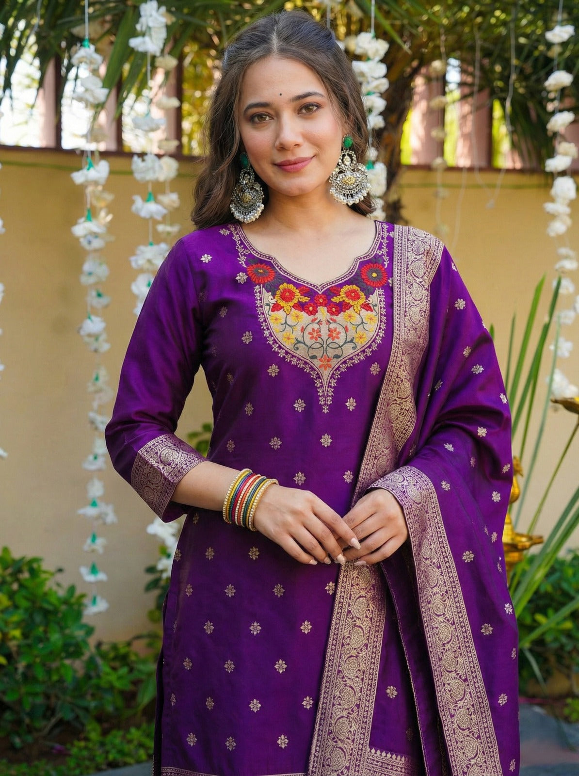Soft Artsilk Jacquard Weaving Suit Set – ₹1299
