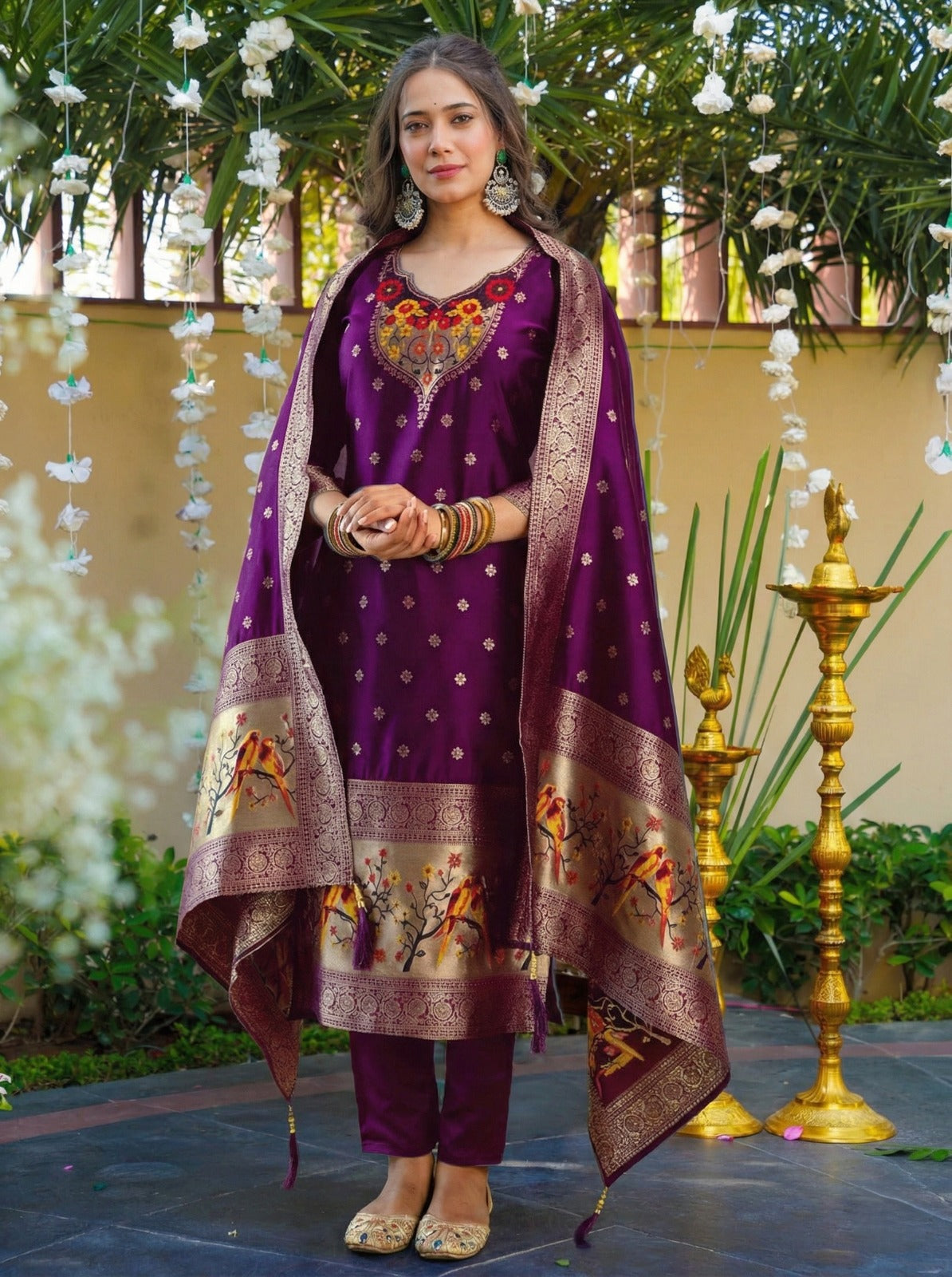 Soft Artsilk Jacquard Weaving Suit Set – ₹1299