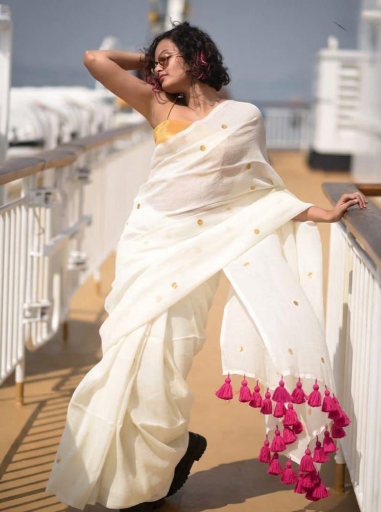 Mul Cotton Saree with Gini Sequence – ₹999