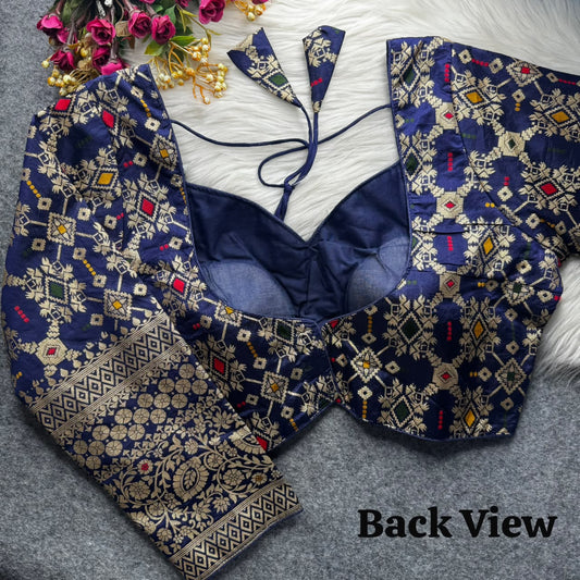 Meenakari Brocade Silk Readymade Long Sleeve Blouse – ₹699