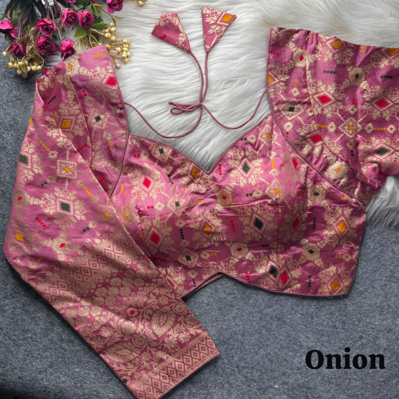 Meenakari Brocade Silk Readymade Long Sleeve Blouse – ₹699