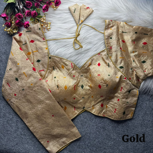 Meenakari Brocade Silk Readymade Long Sleeve Blouse – ₹699