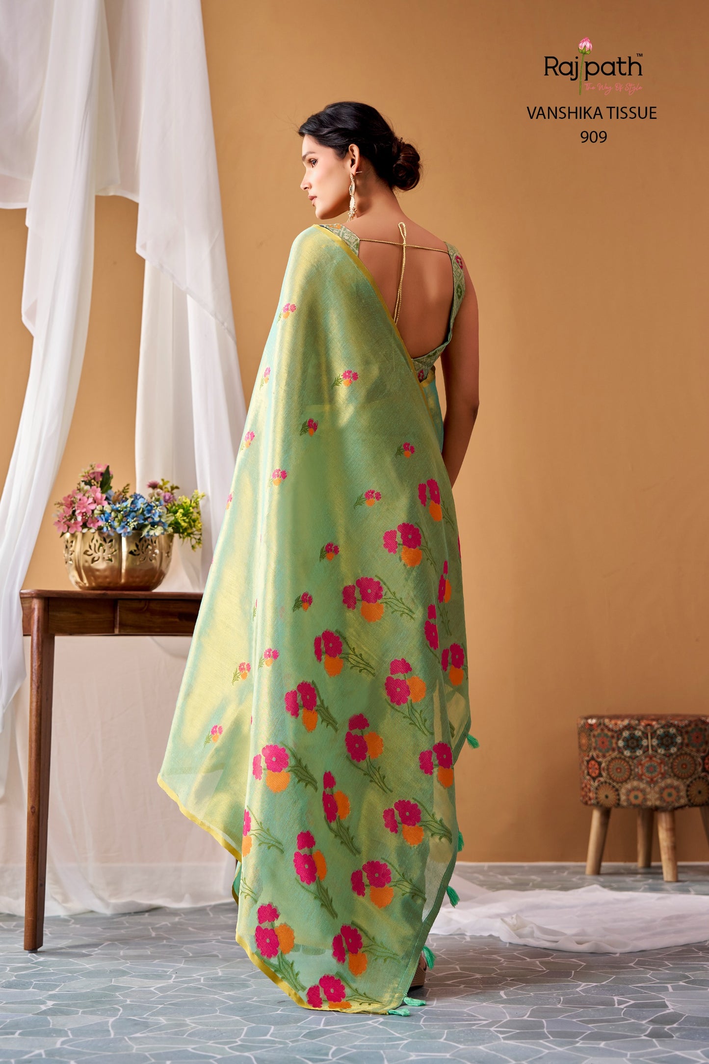 Vanshika Tissue Silk Floral Saree – ₹1699
