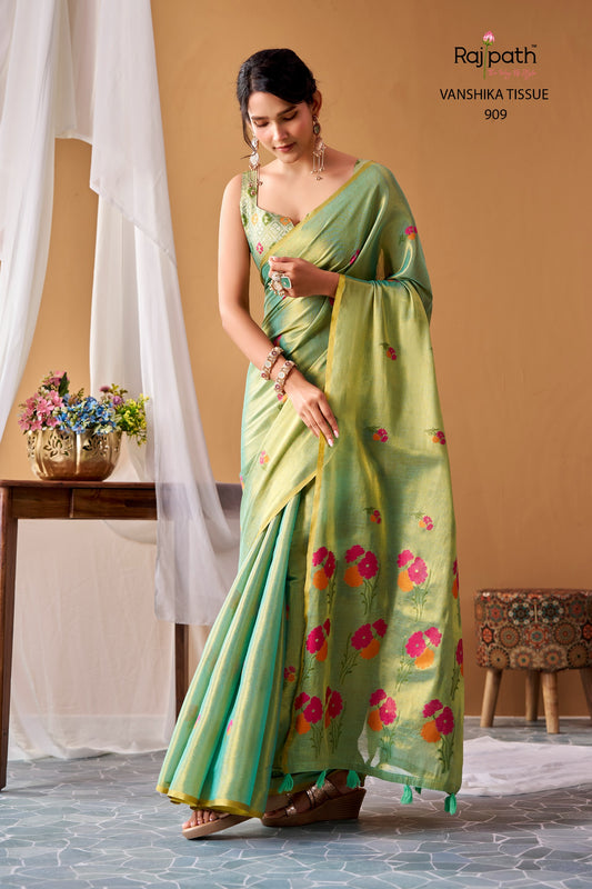 Vanshika Tissue Silk Floral Saree – ₹1699