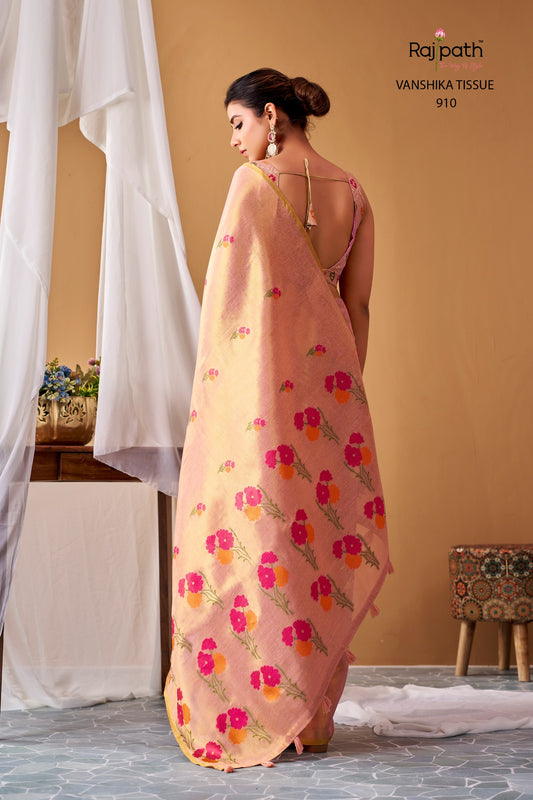 Vanshika Tissue Silk Floral Saree – ₹1699