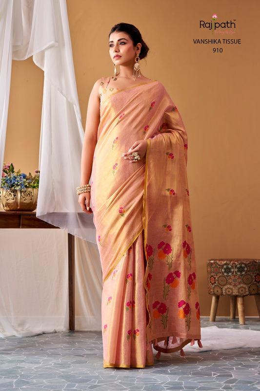 Vanshika Tissue Silk Floral Saree – ₹1699
