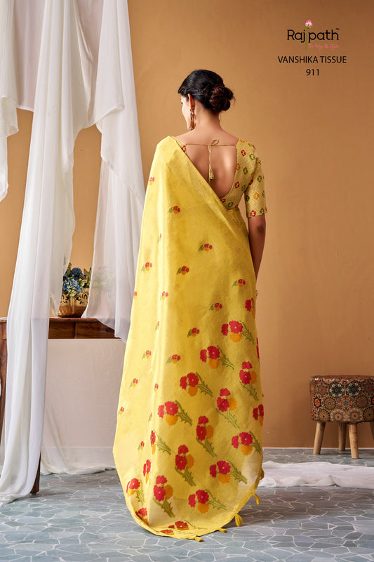 Vanshika Tissue Silk Floral Saree – ₹1699