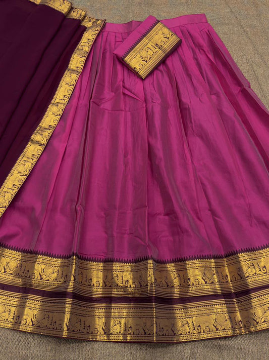 Semi Aura Silk Readymade Dhavani / Half Saree Collection – ₹1399