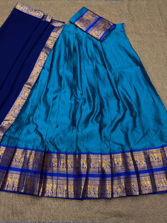 Semi Aura Silk Readymade Dhavani / Half Saree Collection – ₹1399