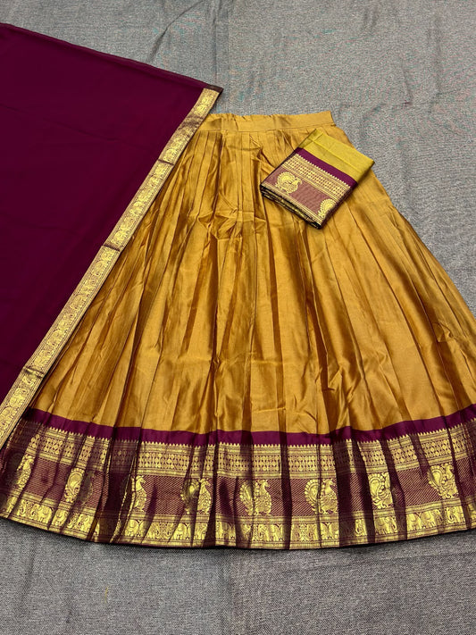 Semi Aura Silk Readymade Dhavani / Half Saree Collection – ₹1399