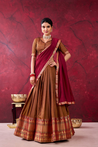 Narayanpet Cotton Silk Readymade Dhavani / Half Saree Collection – ₹1399