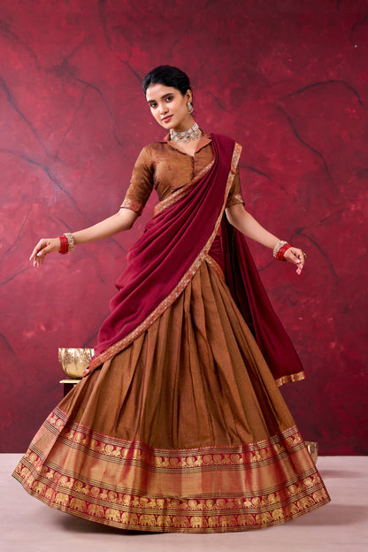 Narayanpet Cotton Silk Readymade Dhavani / Half Saree Collection – ₹1399