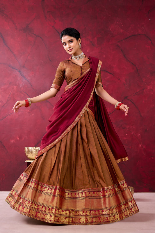 Narayanpet Cotton Silk Readymade Dhavani / Half Saree Collection – ₹1399