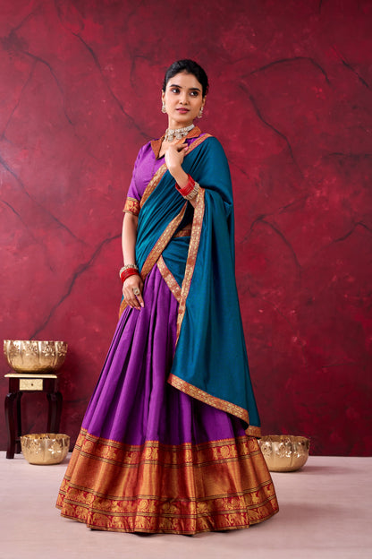 Narayanpet Cotton Silk Readymade Dhavani / Half Saree Collection – ₹1399