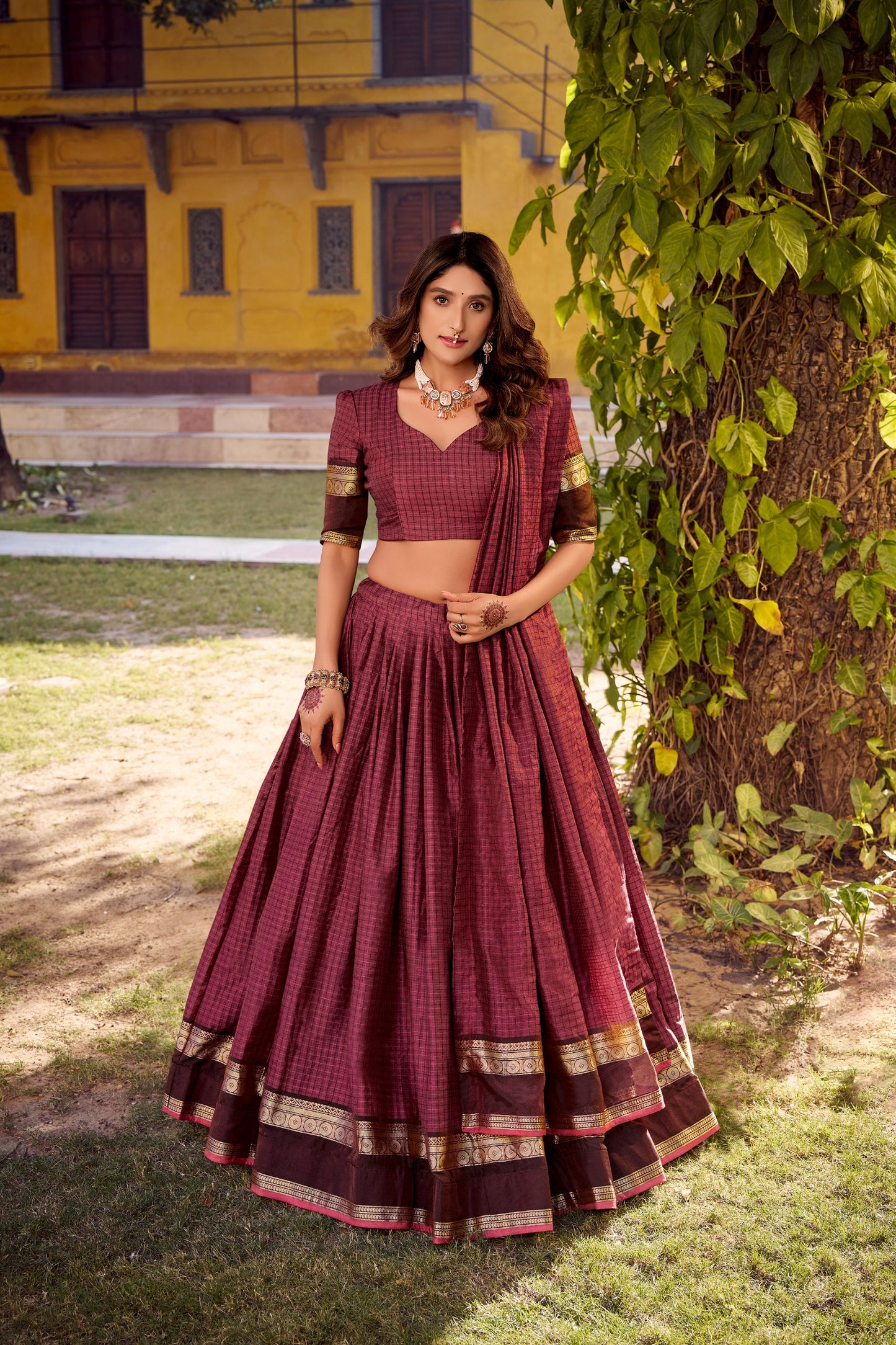 Chettinad Cotton Readymade Dhavani / Half Saree Collection – ₹1799